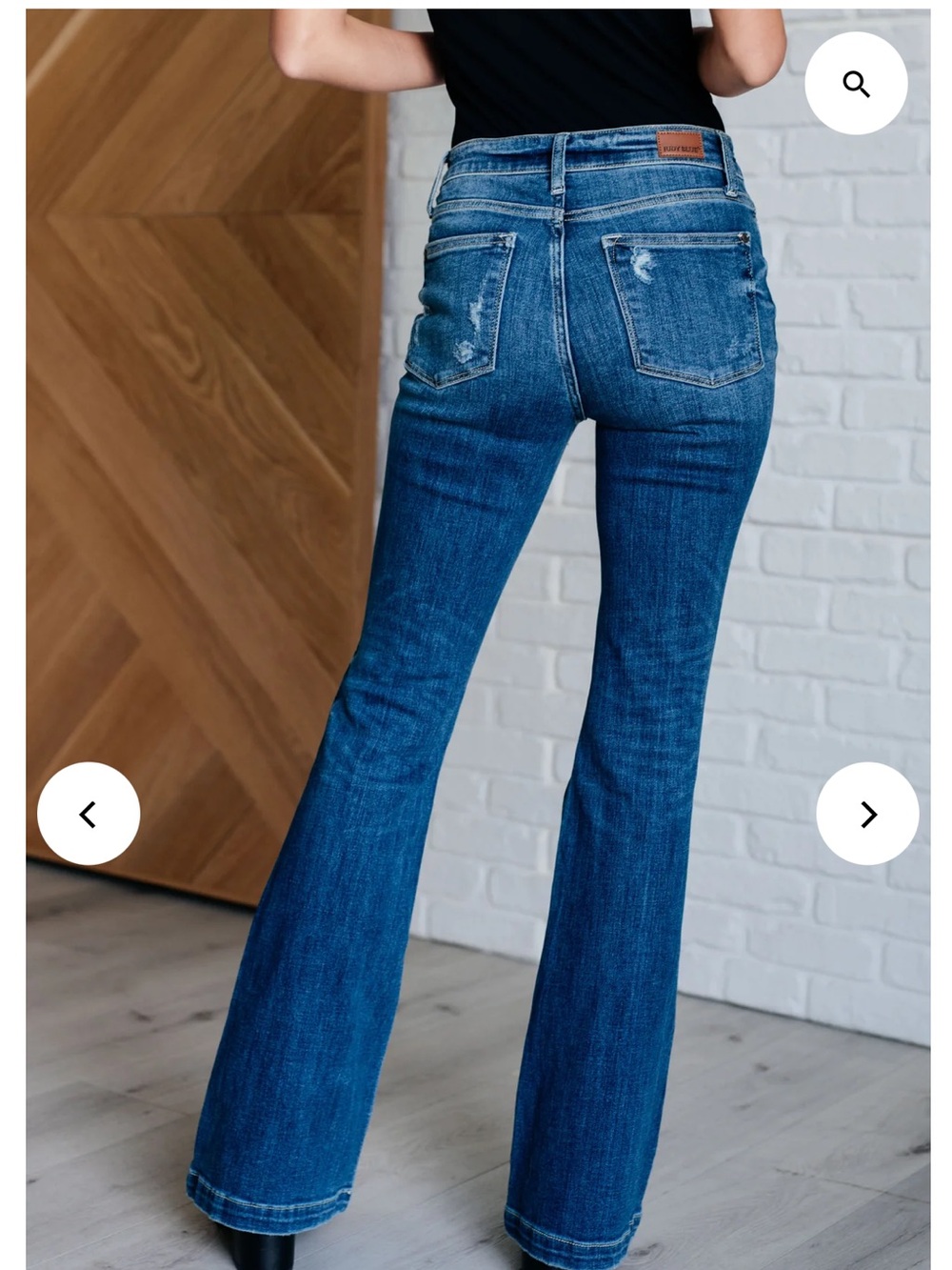 Judy Blue Trouser Flare Distressed Button Fly Stretch Jeans Size 5/27 - Picture 2 of 11